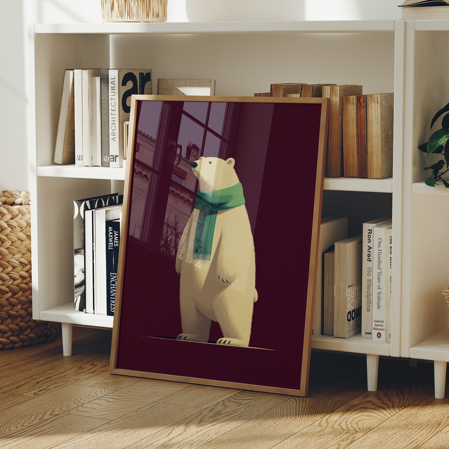 Polar Bear in Green Scarf