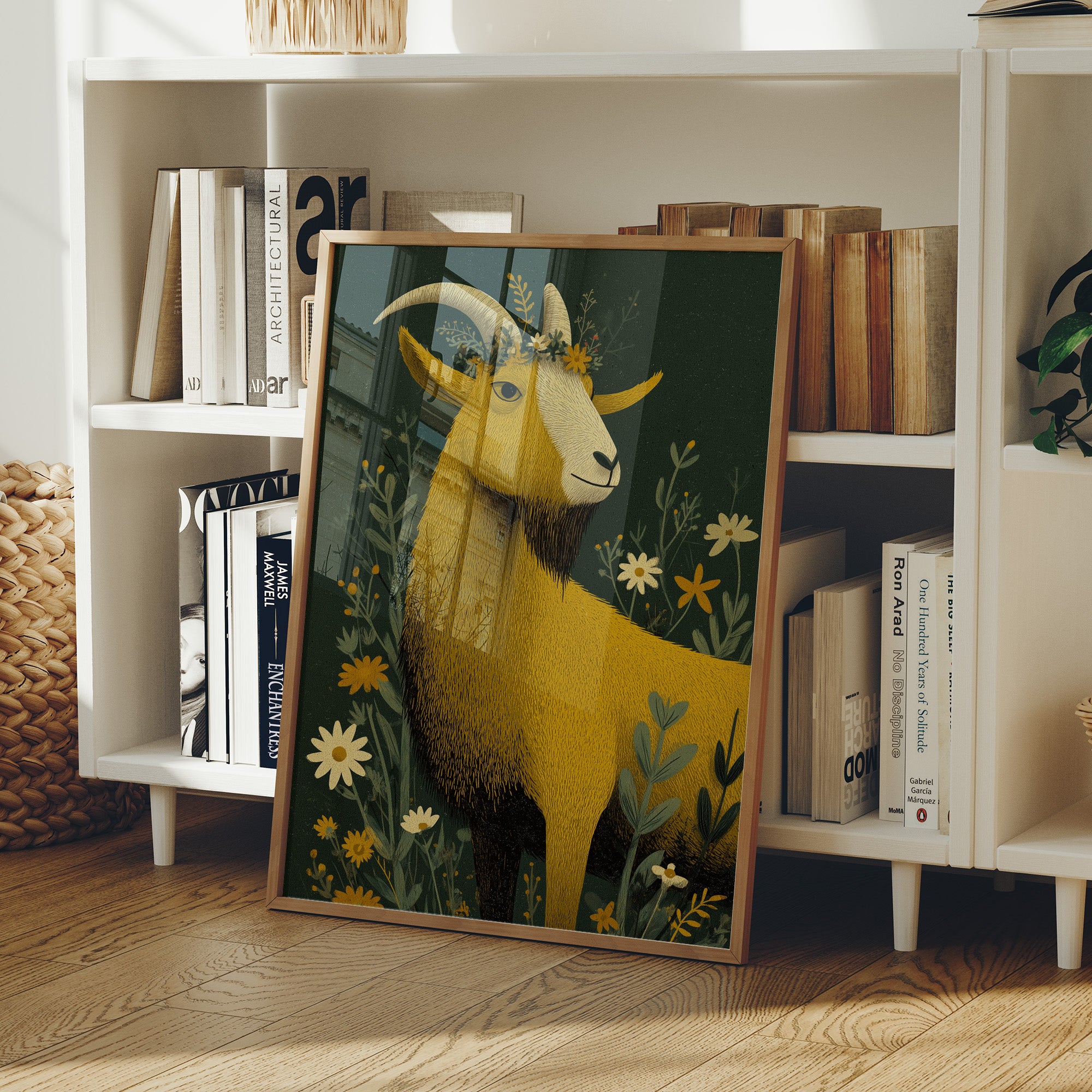 Goat Crowned in Wildflowers