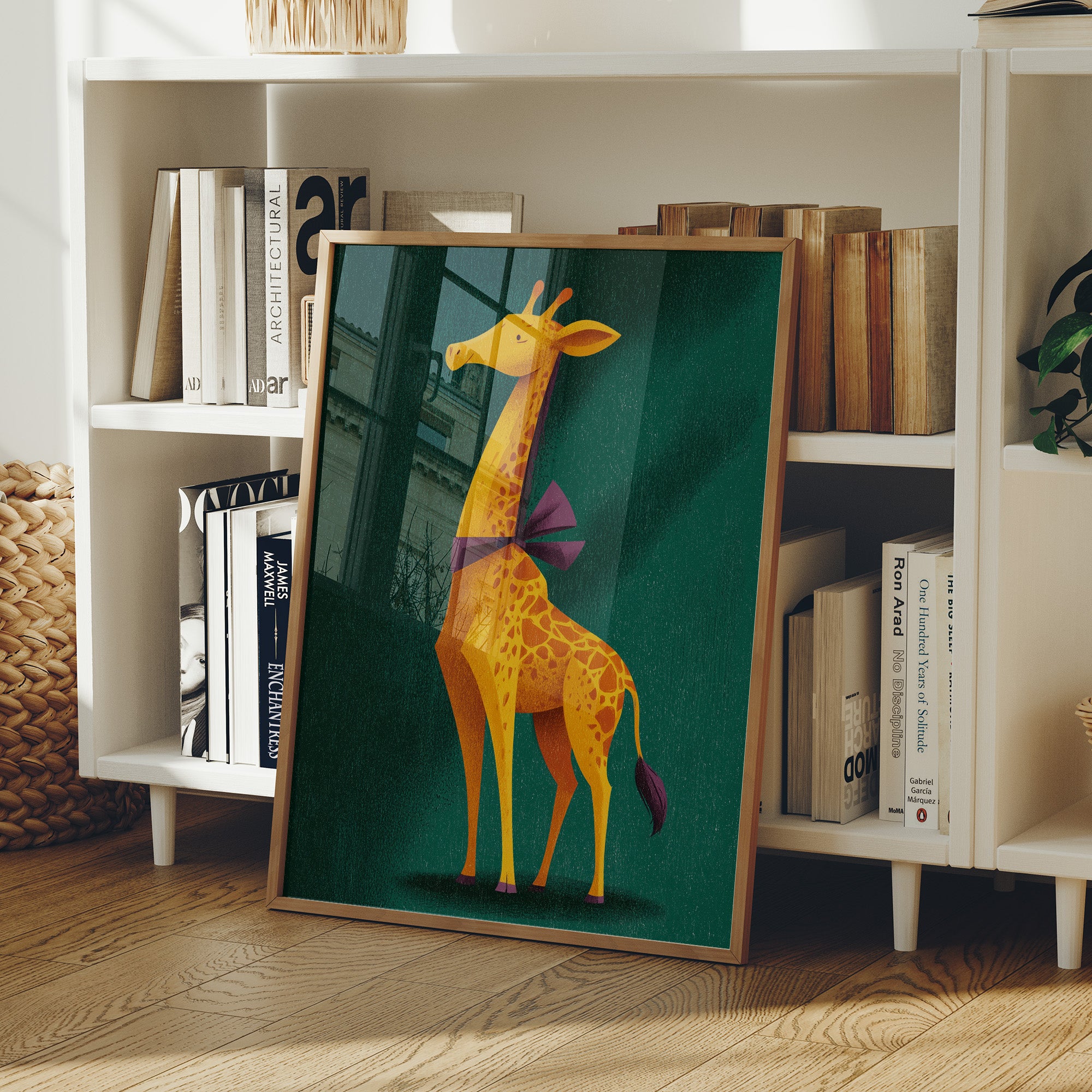 Giraffe in Purple Bow