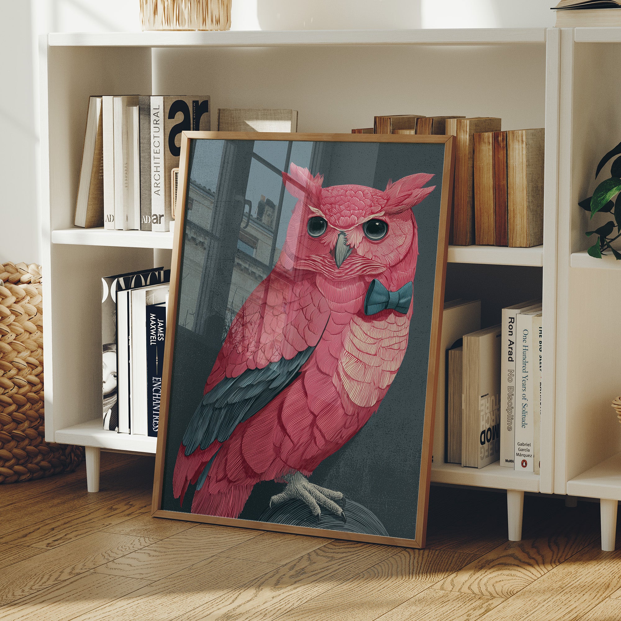 Pink Owl, Dapper in Blue