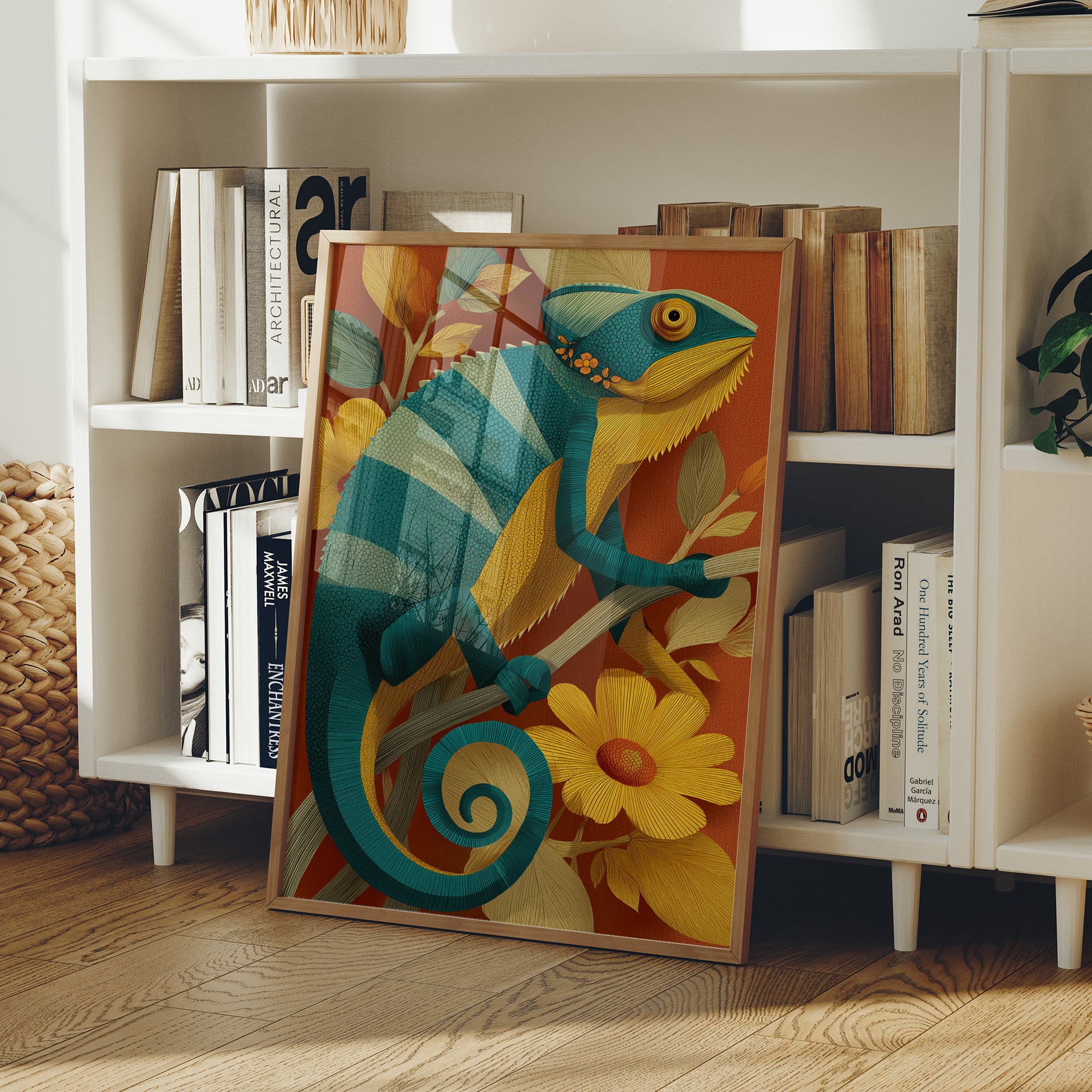 Chameleon Among the Daisies