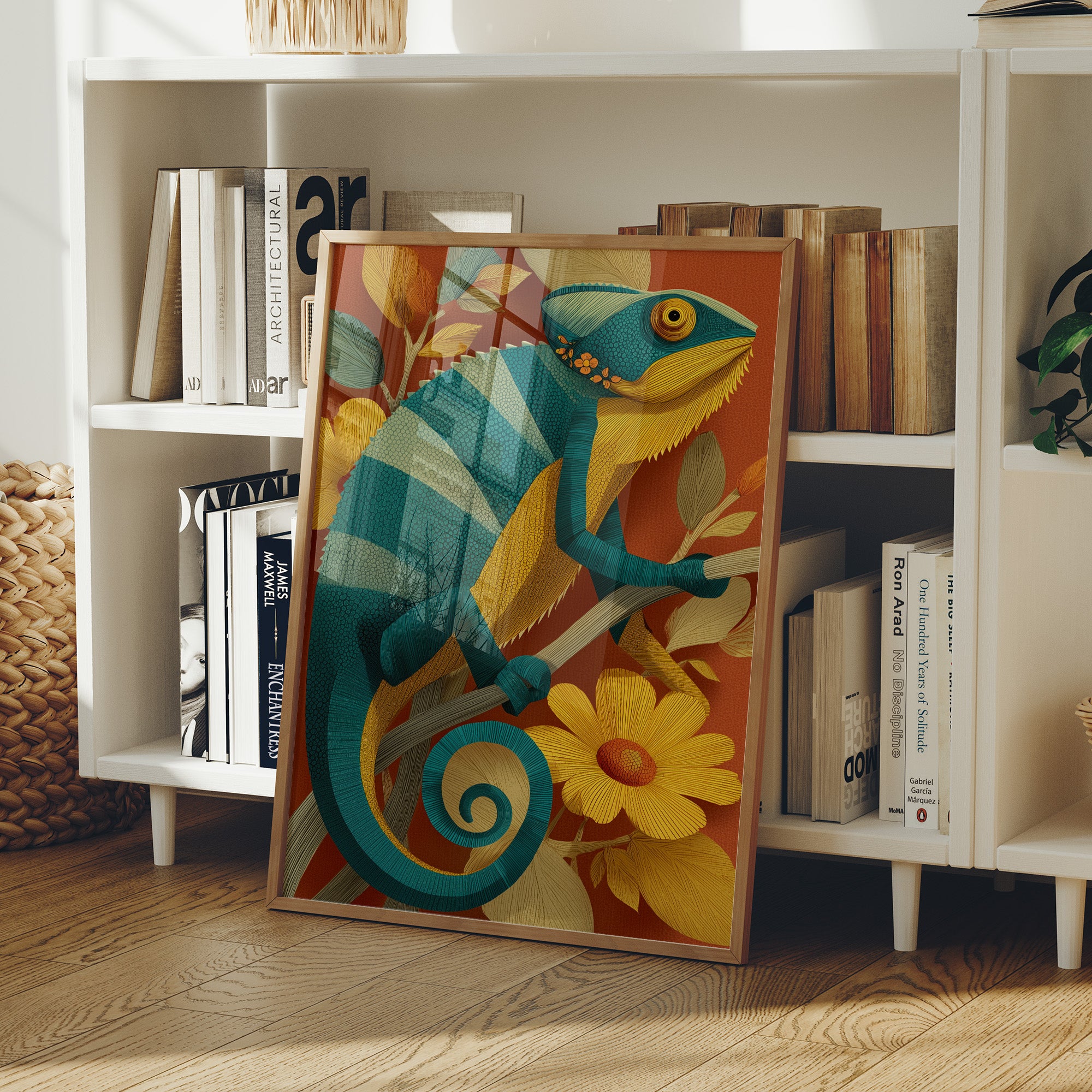 Chameleon Among the Daisies