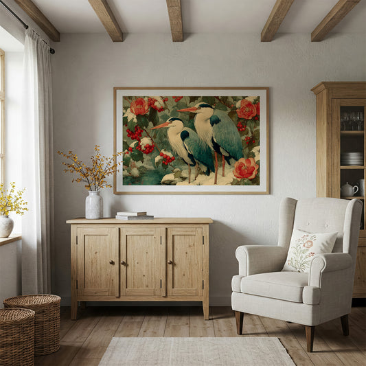 Herons Among the Camellias