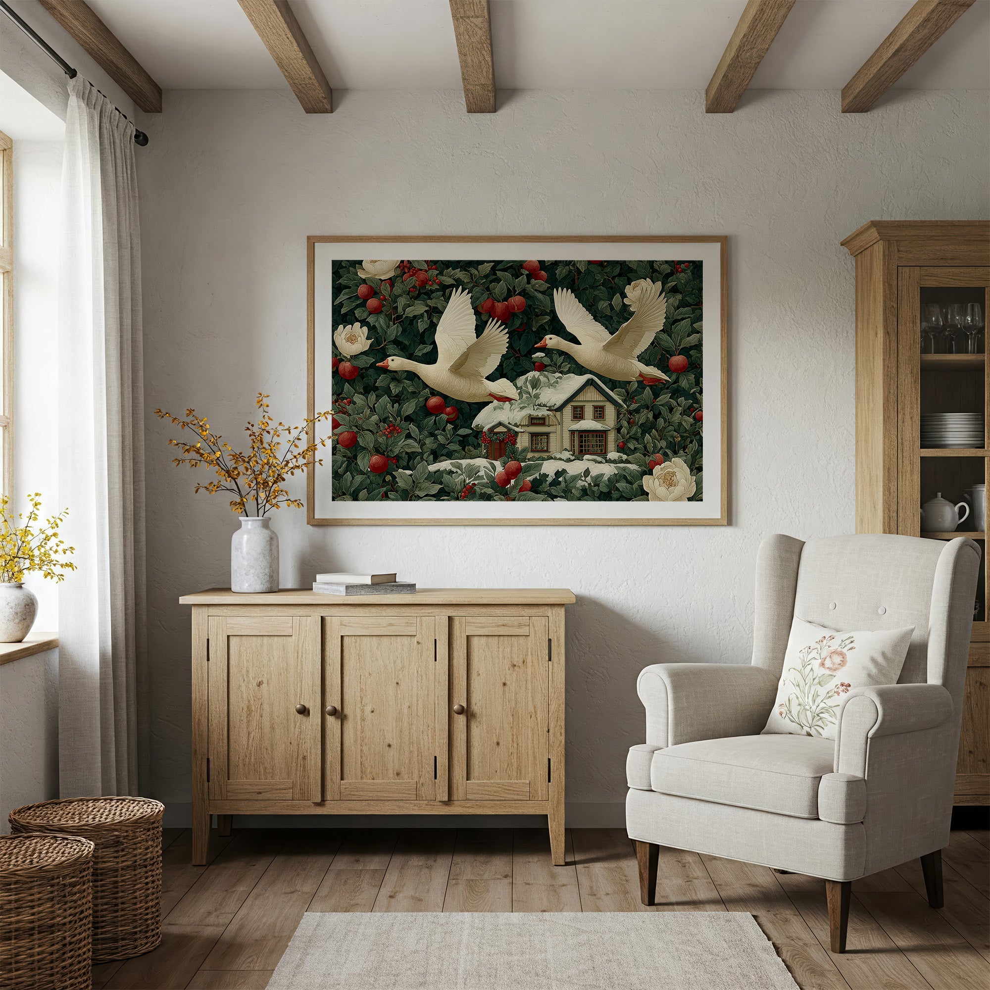Geese Over the Winter Cottage