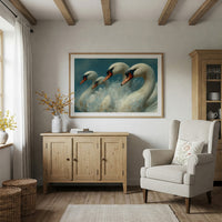 A Gathering of Swans in Teal
