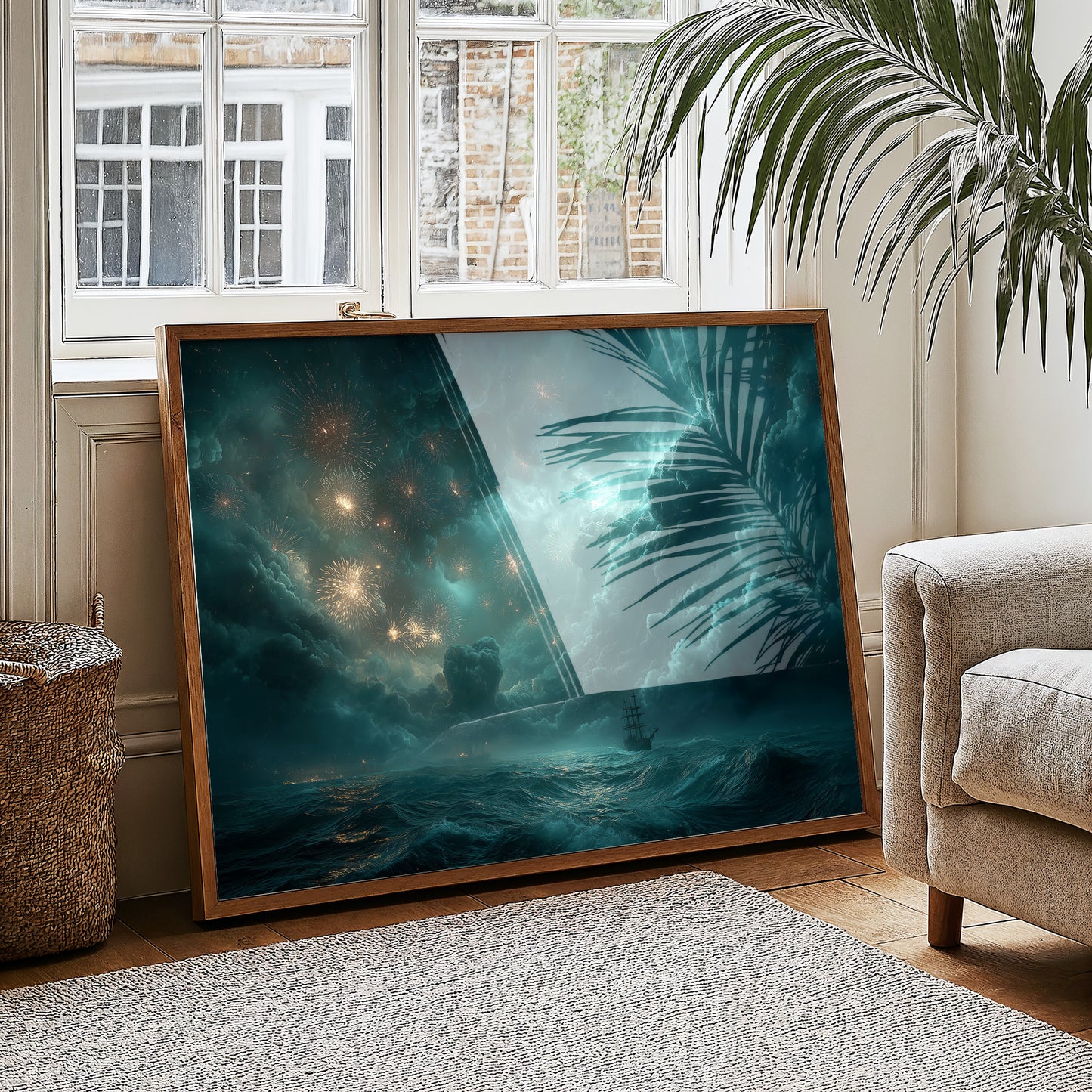 Fireworks Over the Stormy Sea