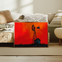 Windmill Silhouette at Blazing Dusk