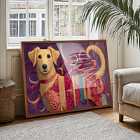 Golden Puppy in Patchwork Ribbons
