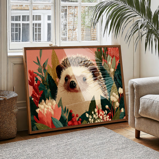 Hedgehog Among Winter Berries