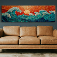 Crimson Sun Over Tiled Tides