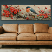 Songbird Among Scarlet Blossoms