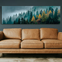 Golden Pines In Morning Mist
