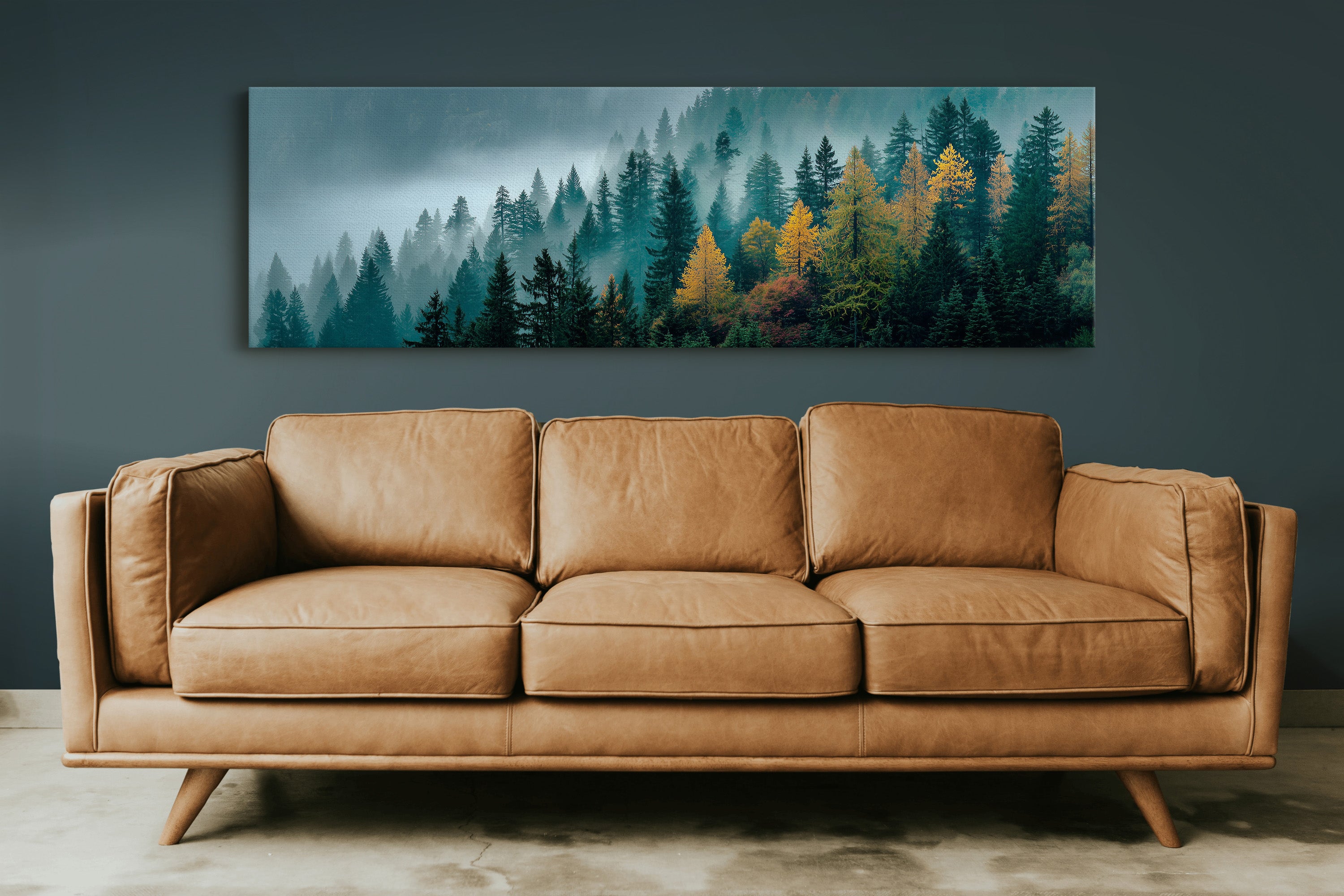 Golden Pines In Morning Mist
