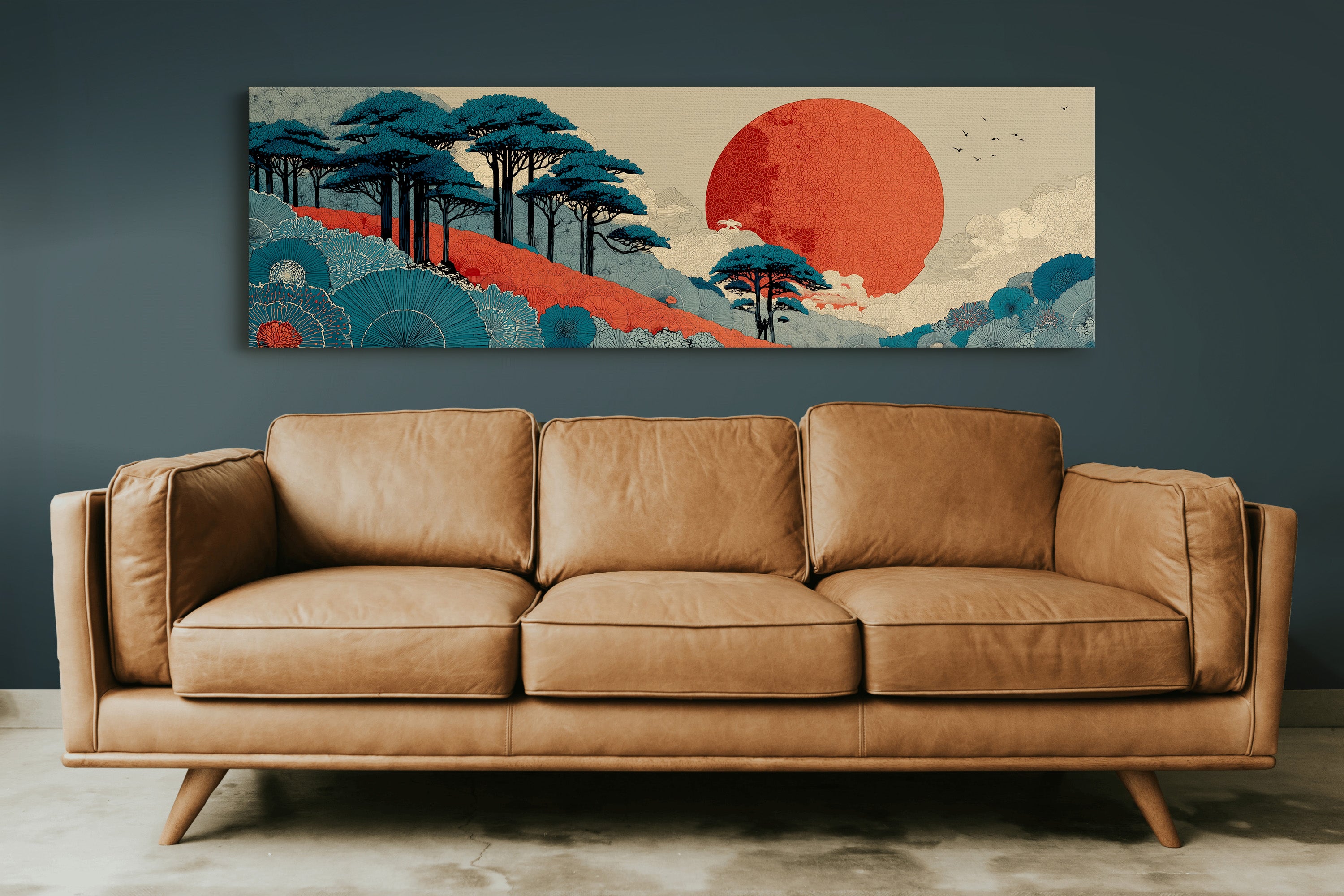 Crimson Sun Over Indigo Pines