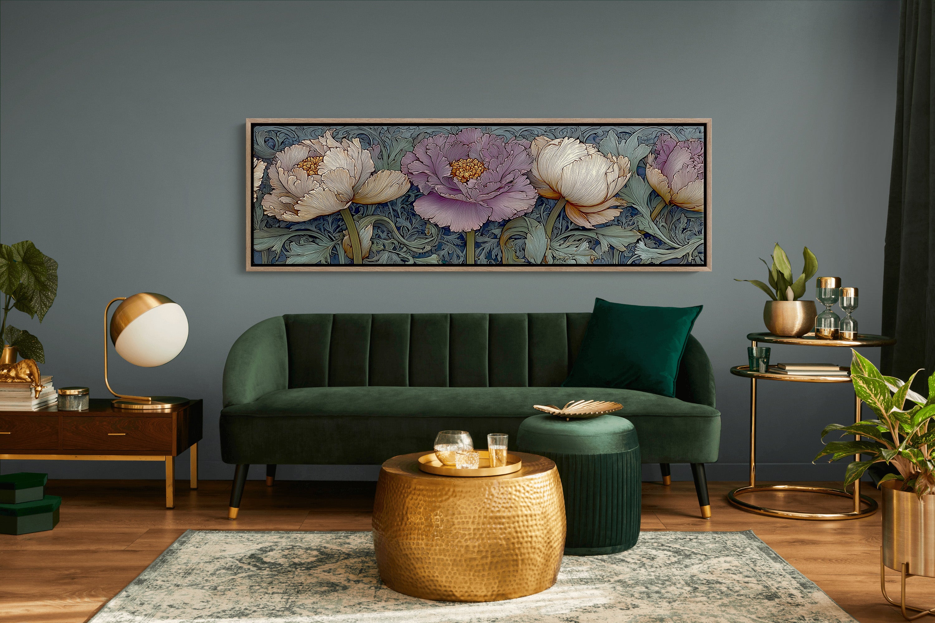 Victorian Peonies In Midnight Garden