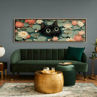 Midnight Cat Among Lotus Blossoms