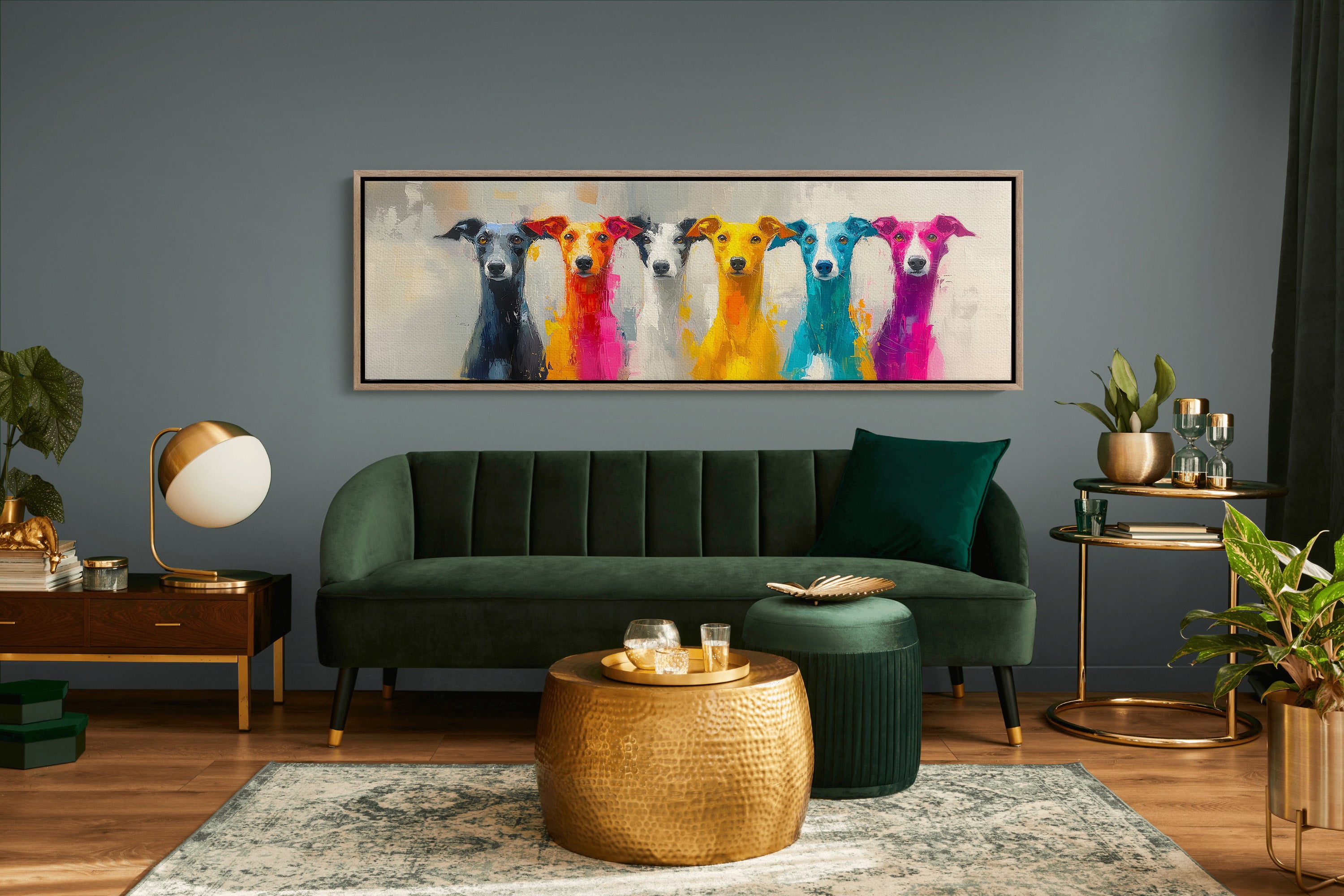Colorful Greyhounds In Modern Pop Style
