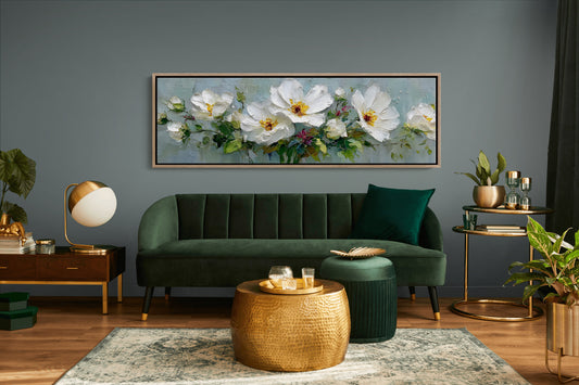 White Garden Blossoms In Soft Relief