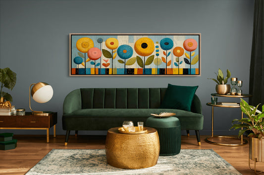 Mid Century Floral Garden in Retro Colors