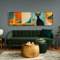 Mid Century Black Cat and Cocktail