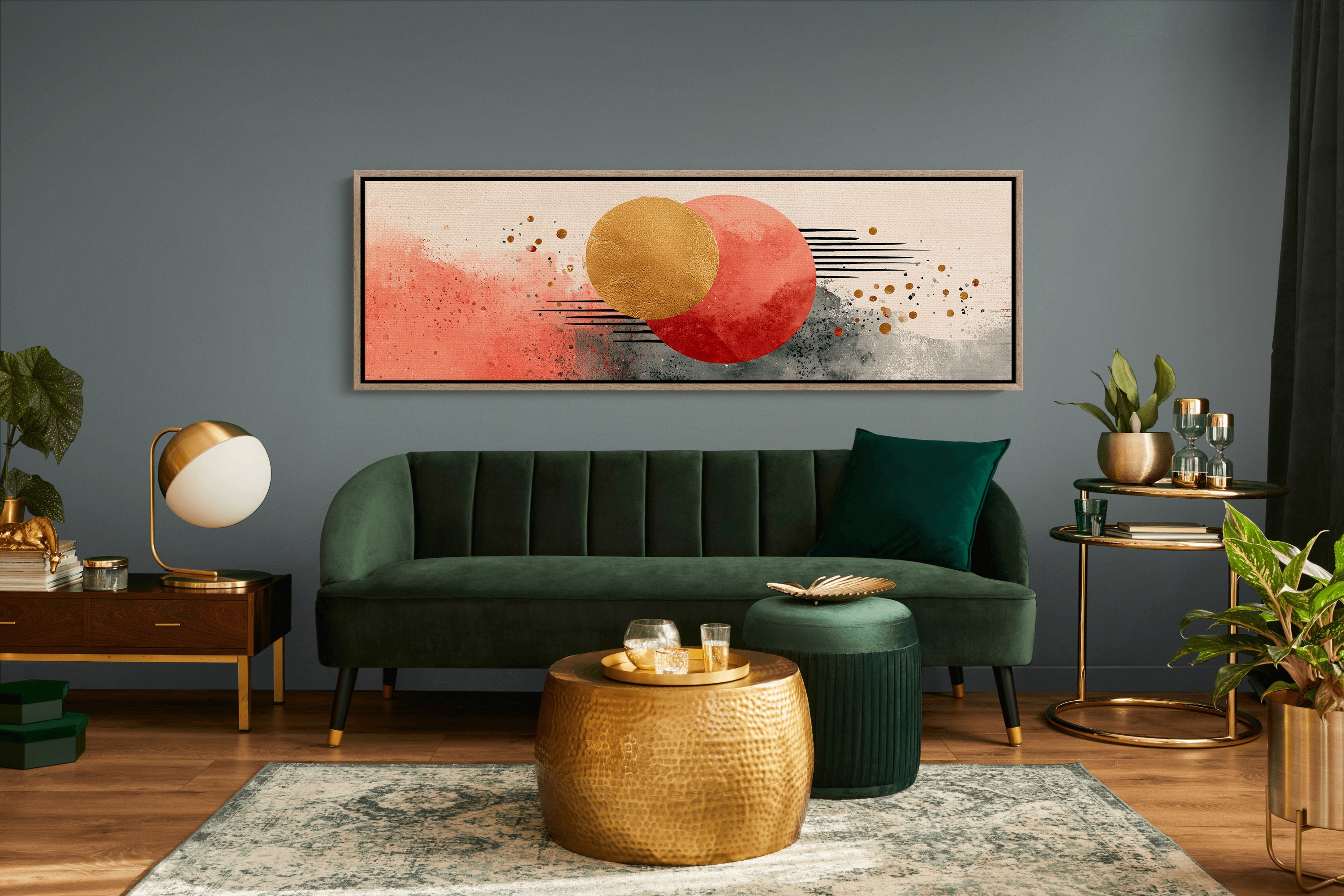 Modern Abstract Red and Gold Circles