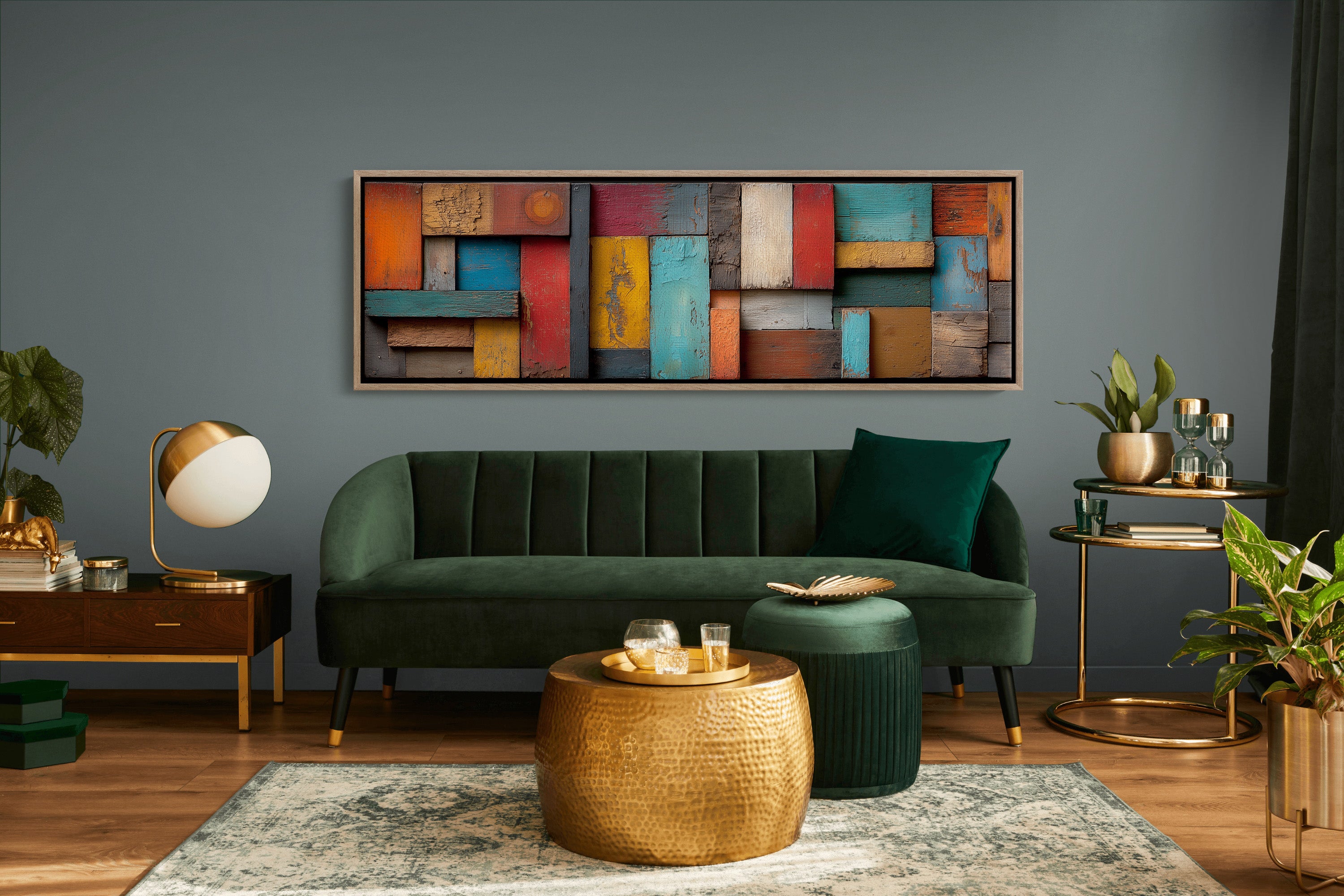 Rustic Colorful Wood Plank Abstract