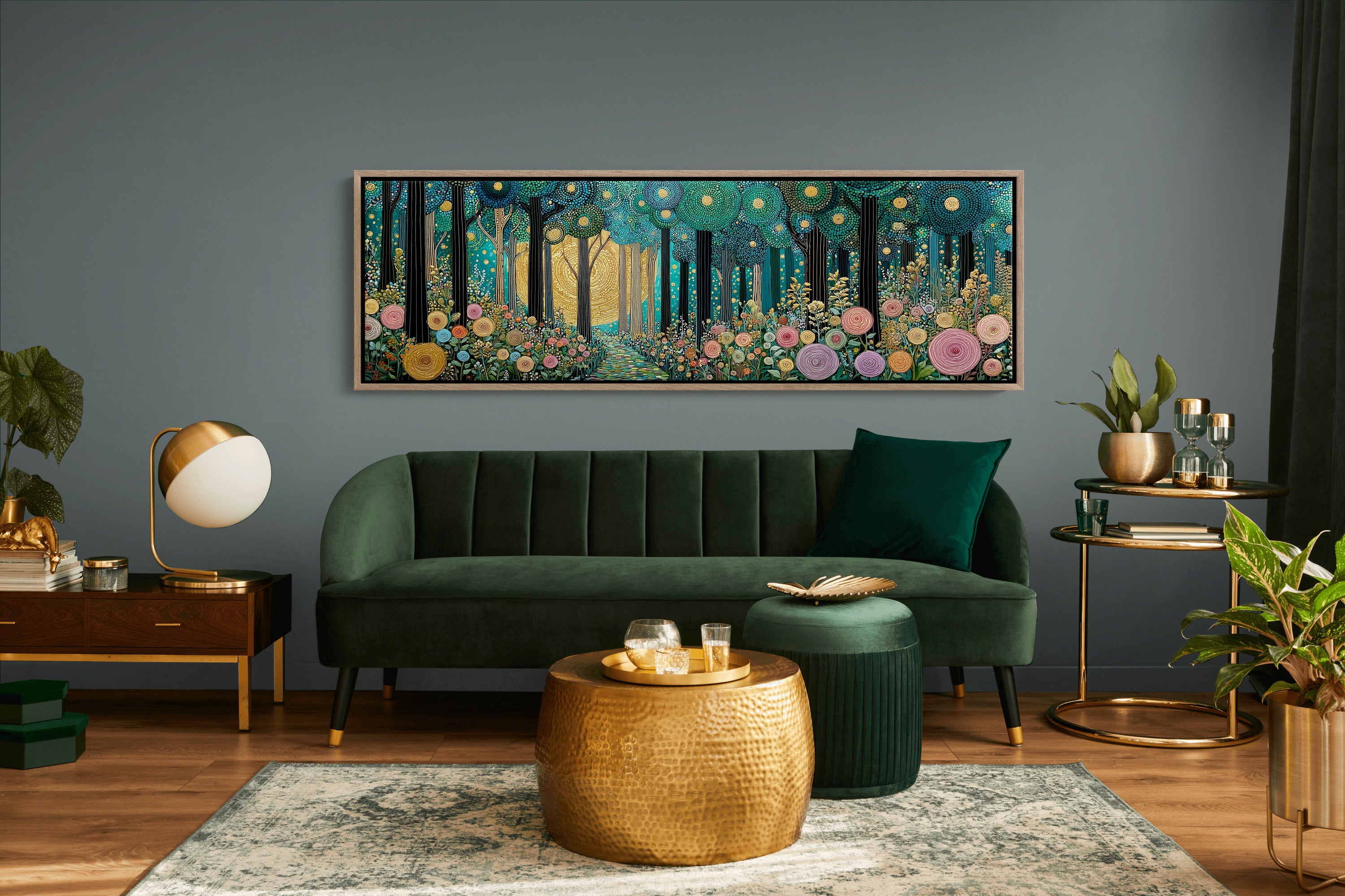Golden Moon Through Enchanted Forest