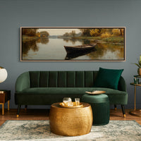 Quiet Boat on Autumn River
