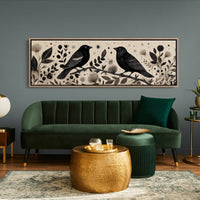 Midnight Birds Among Wildflowers