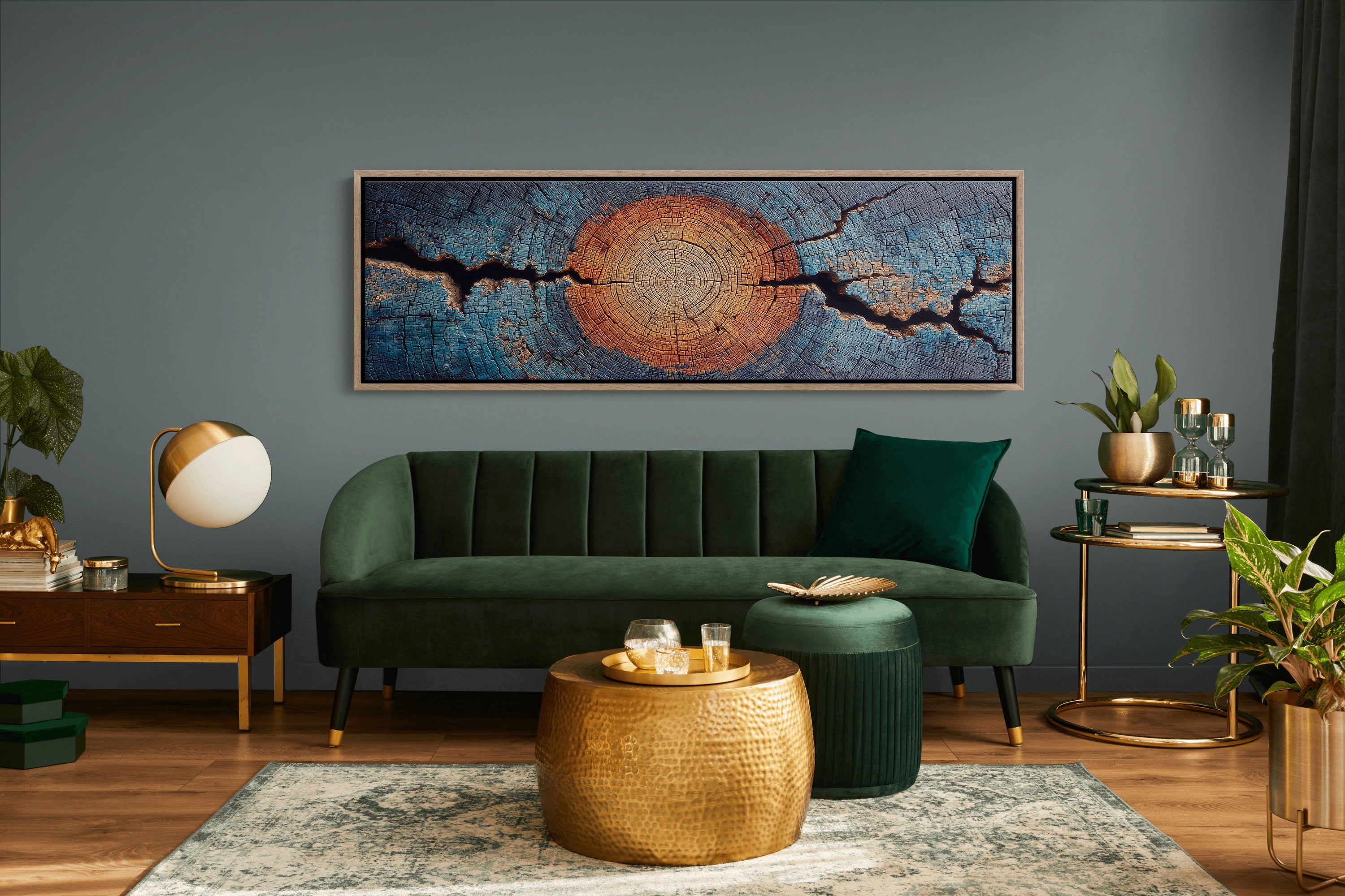 Blue and Copper Tree Ring Abstract