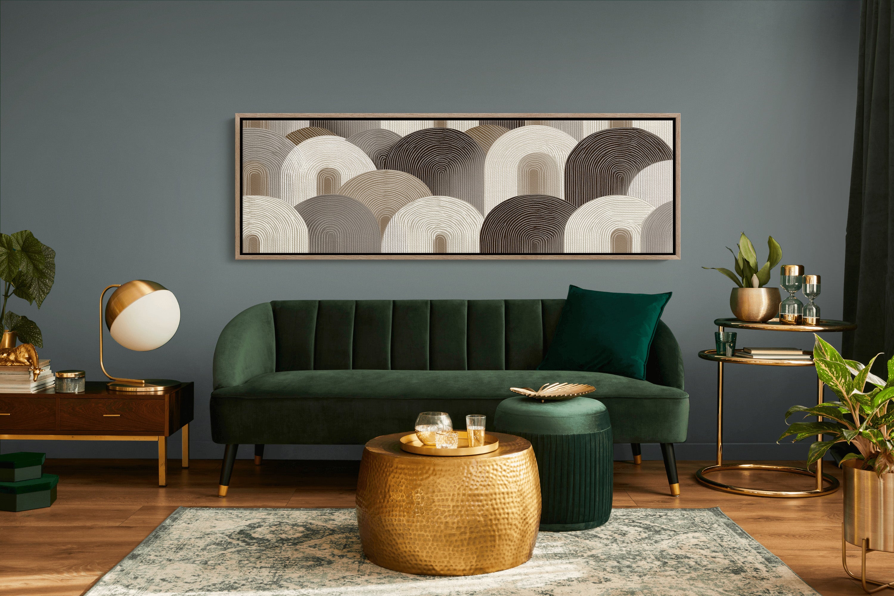Neutral Geometric Arch Pattern Art