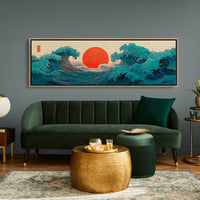Crimson Sun Rising Over Ocean Waves