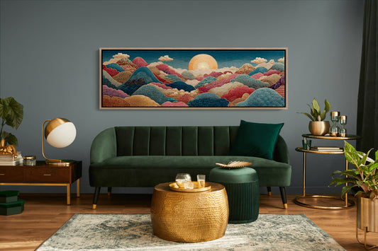 Ornate Sunrise Over Patterned Hills