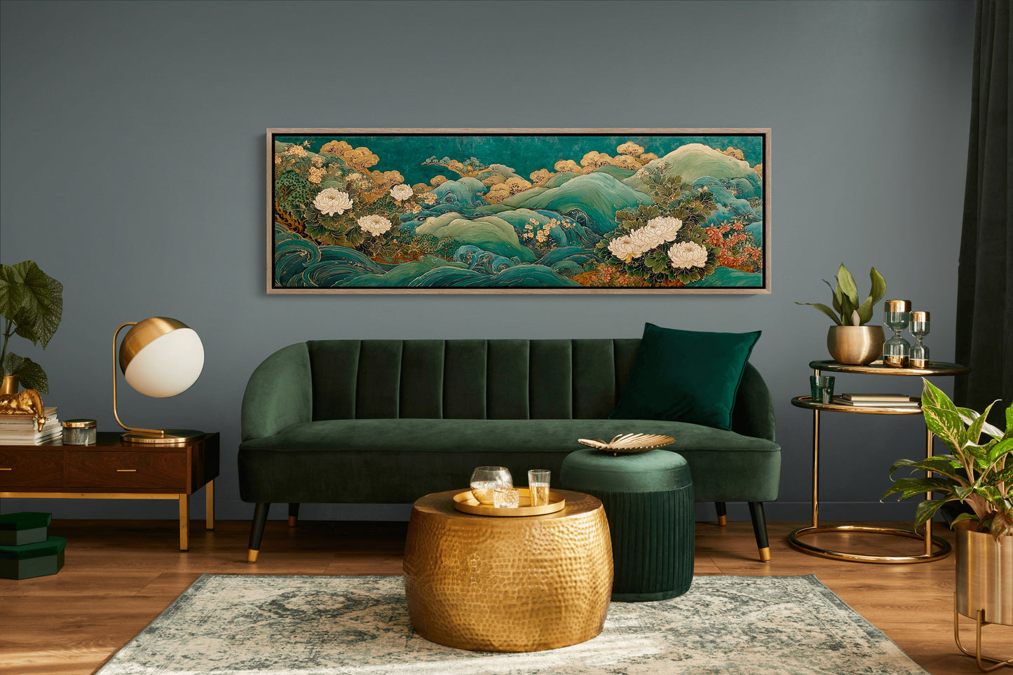 Golden Blooms Above Emerald Waves