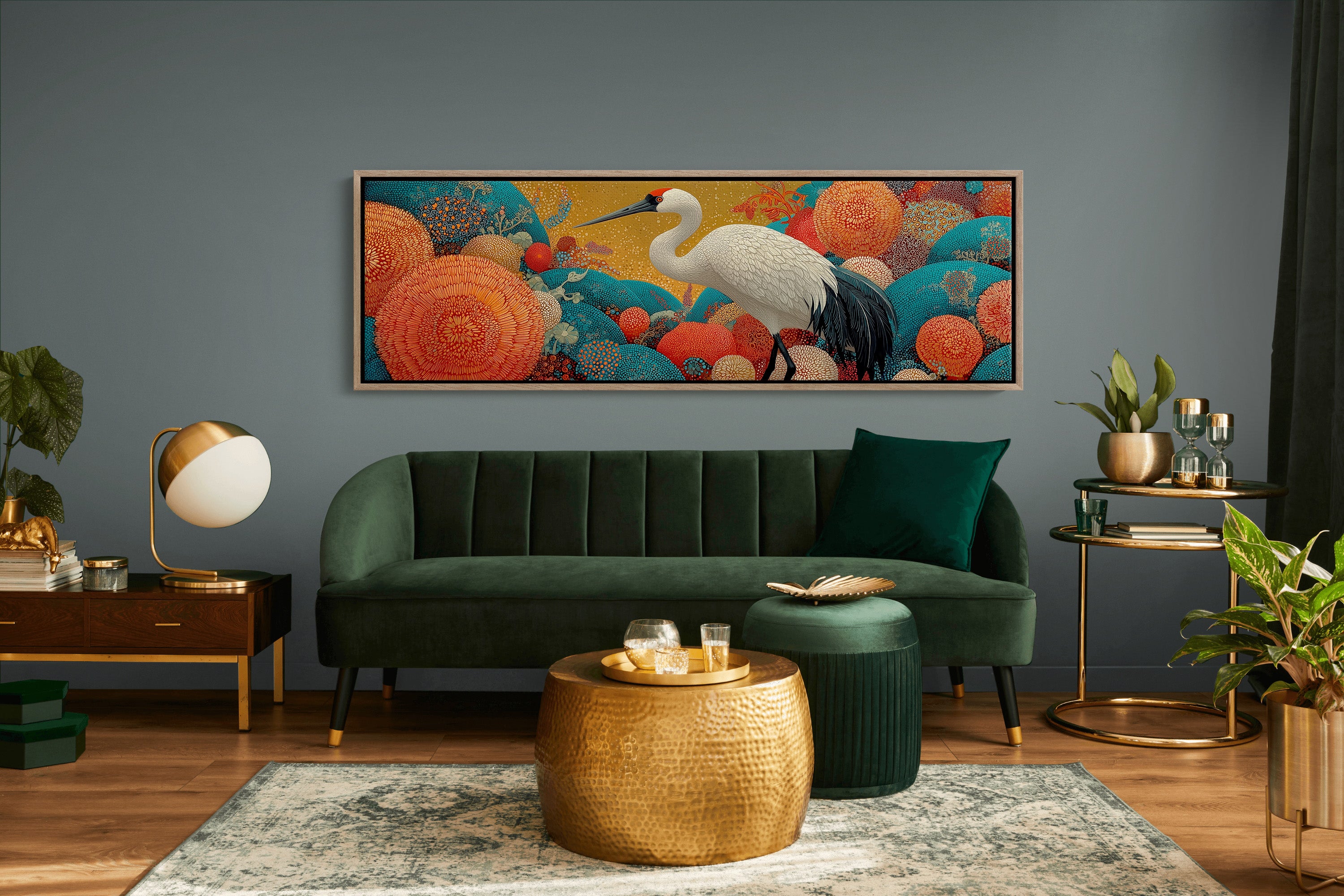 Crane Among the Coral Garden