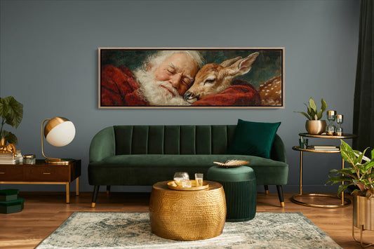 Santa’s Gentle Moment with a Fawn