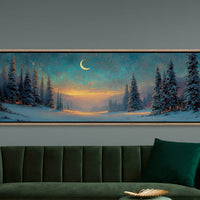 Moonlit Snow Path Through Winter Pines