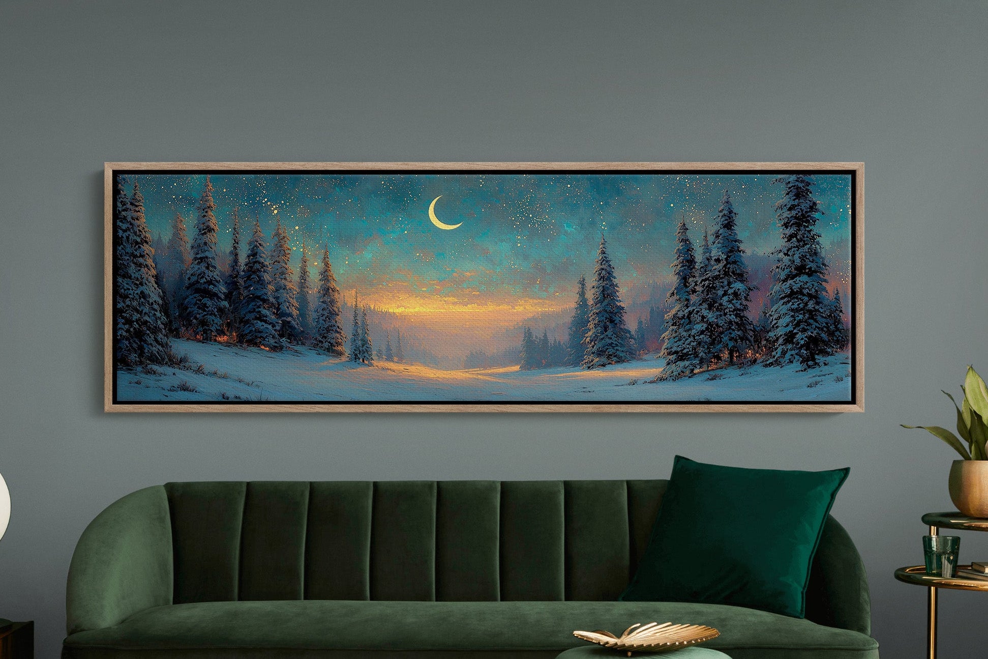 Moonlit Snow Path Through Winter Pines