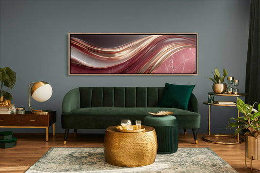 Flowing Copper Waves in Crimson Stone