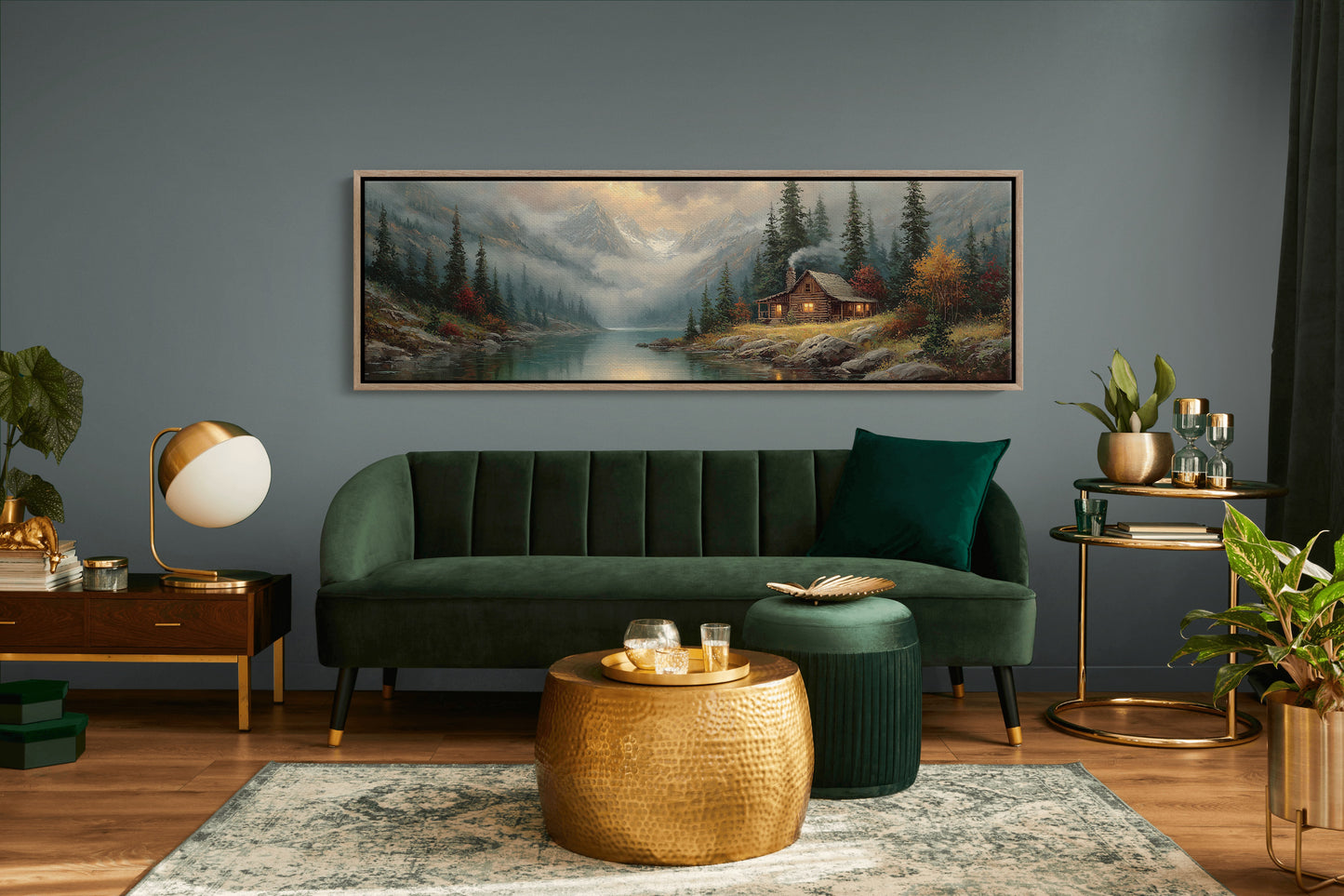 Cabin Glow In Misty Mountain Valley