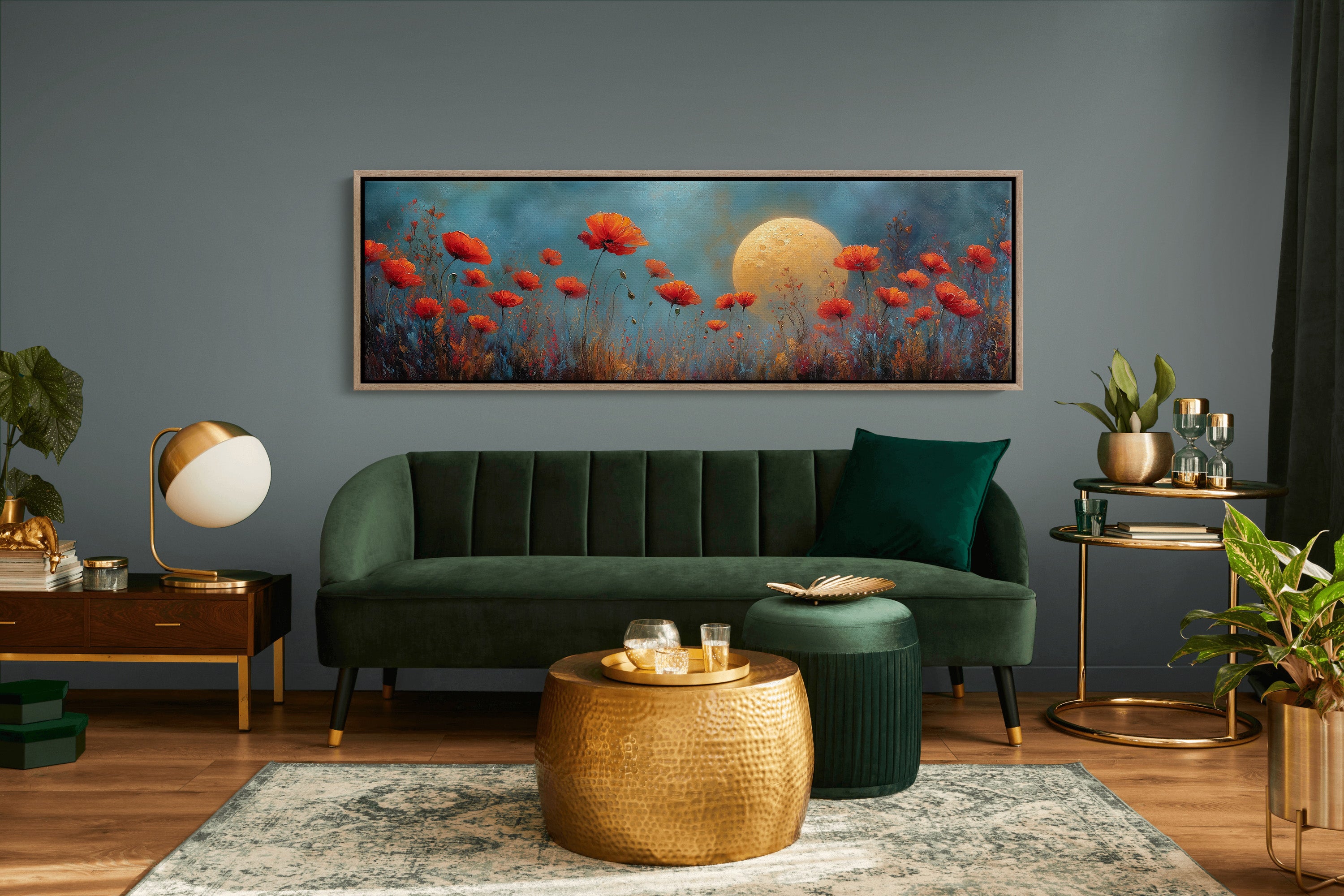 Moonlit Red Poppy Field Dreamscape