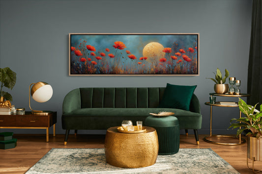 Moonlit Red Poppy Field Dreamscape