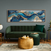 Blue And Gold Abstract Fluid Art