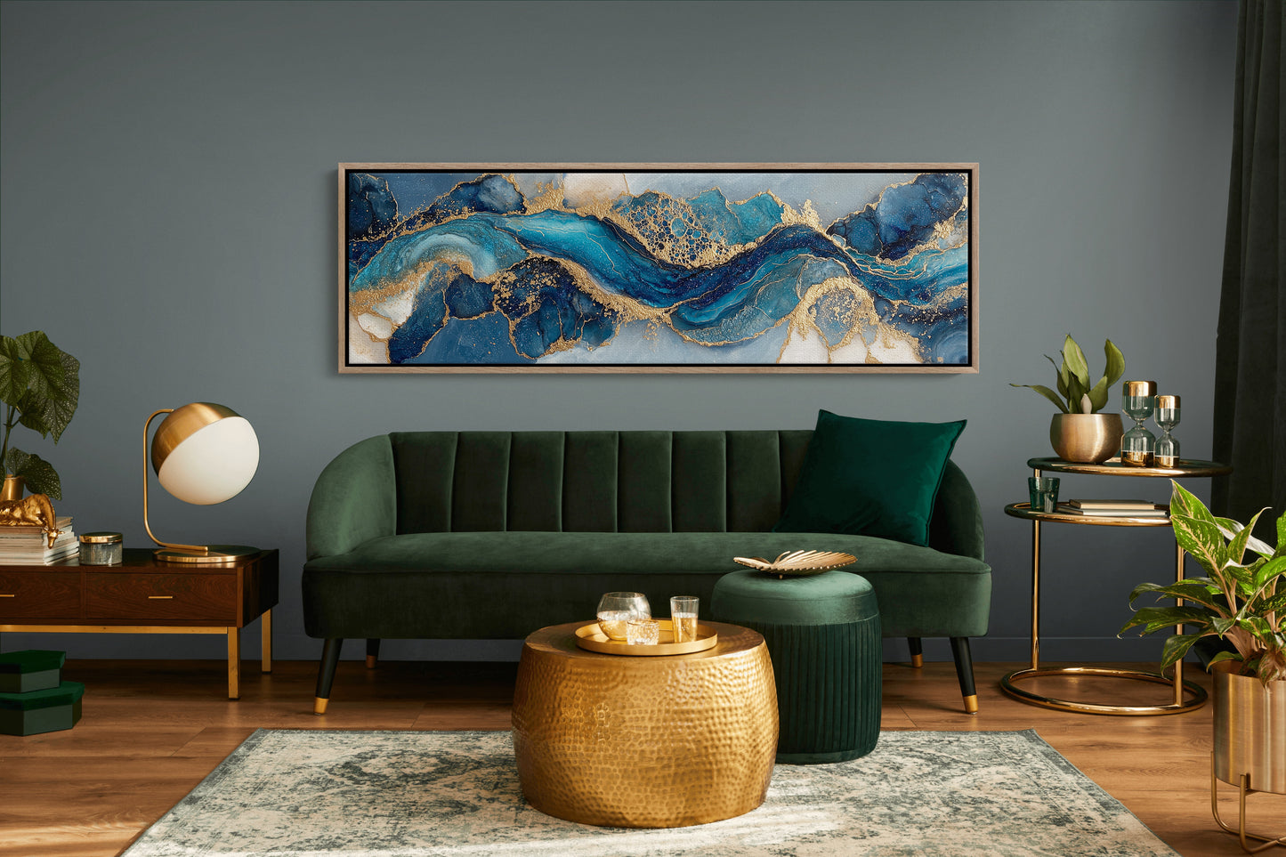 Blue And Gold Abstract Fluid Art