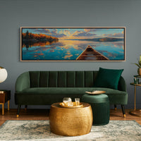 Canoe Drifting Across A Golden Lake