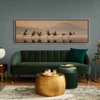 Cranes Rising Across Quiet Waters