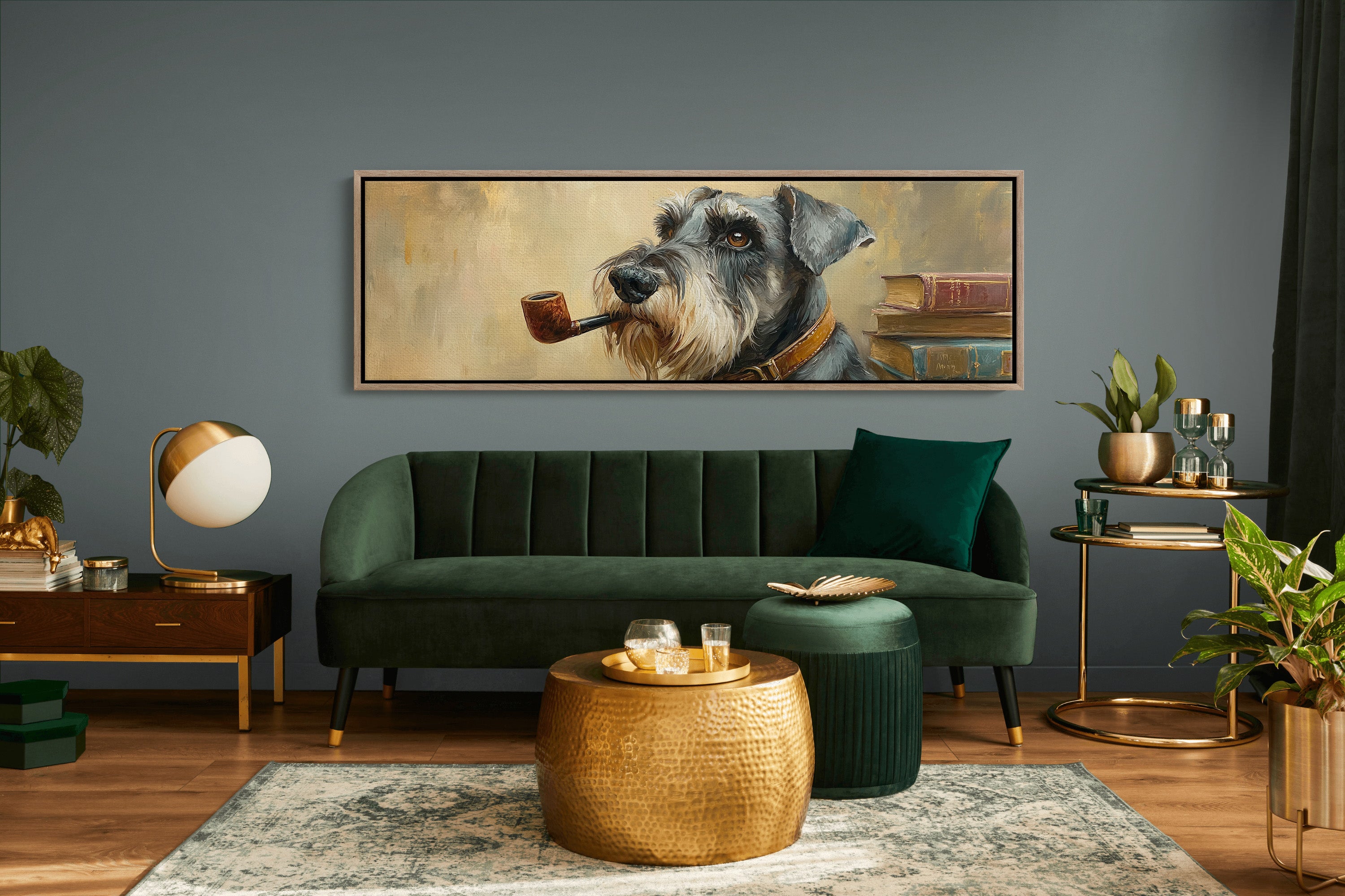 Scholarly Schnauzer With Pipe