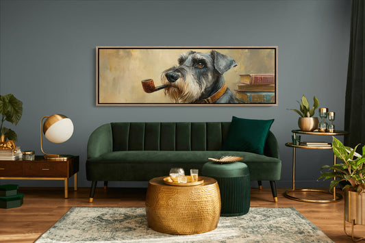 Scholarly Schnauzer With Pipe