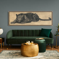 Vintage Leopard Illustration on Aged Paper Background