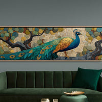 Peacock Among Painted Leaves